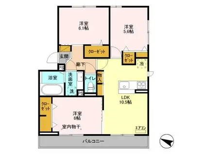 メルヴェイユおおたかの森II(3LDK/2階)の間取り写真