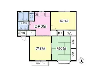 メンバーズタウン盛岡D(3DK/2階)の間取り写真