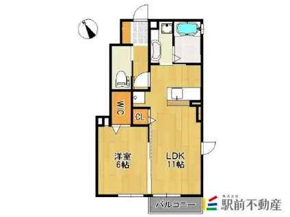 オプティマムハウス A棟(1LDK/1階)の間取り写真