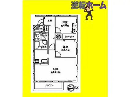 ライオンズマンション宮の森第2(2LDK/5階)の間取り写真