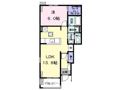 フラン・フィオーレ(1LDK/1階)の間取り写真