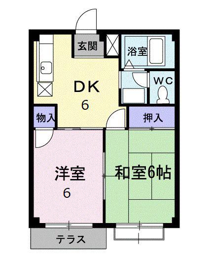 アーバンハイツI(2DK/2階)の間取り写真
