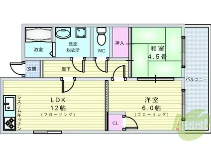 エアロプレーン2(2LDK/3階)の間取り写真