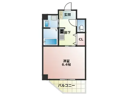 クレビオス難波イースト(1K/6階)の間取り写真