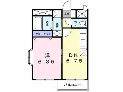 デリジェンテ大窪(1DK/2階)の間取り写真