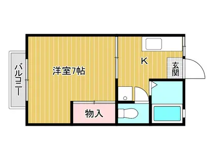 メンバーズタウン関屋A棟(1K/2階)の間取り写真