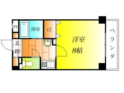 プロスパーハイツ古市(1K/8階)の間取り写真