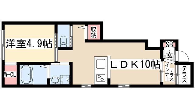 フェリール(1LDK/1階)の間取り写真