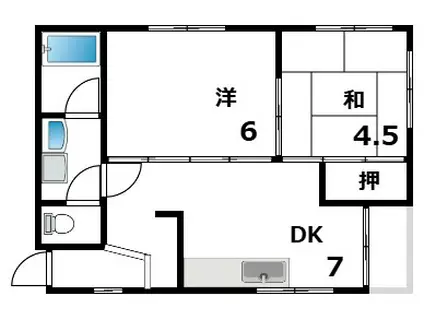 JUN芦屋(2DK/2階)の間取り写真