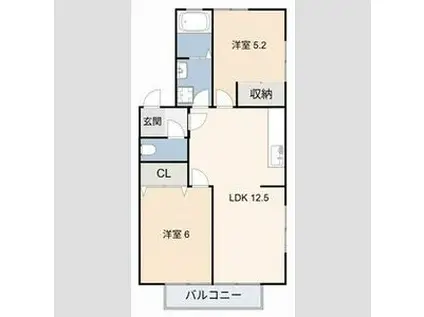 Jハイツ(2LDK/1階)の間取り写真