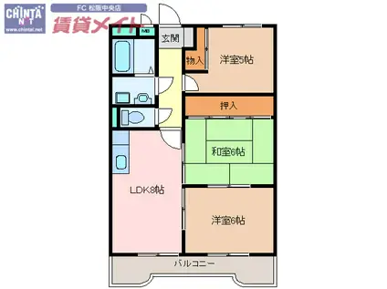 コンフォート悠とぴあ(3DK/6階)の間取り写真