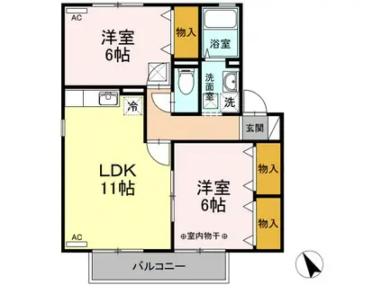 エクセル・スウィートII(2LDK/2階)の間取り写真