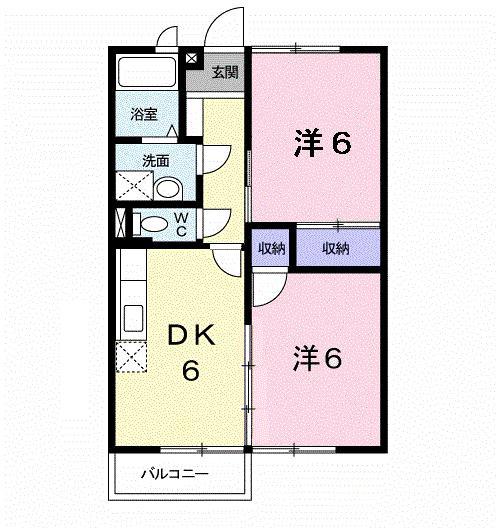 サンスクエア-C(2DK/2階)の間取り写真