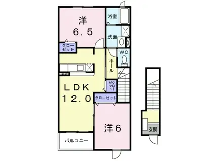 ヴィラパークヒルA(2LDK/2階)の間取り写真