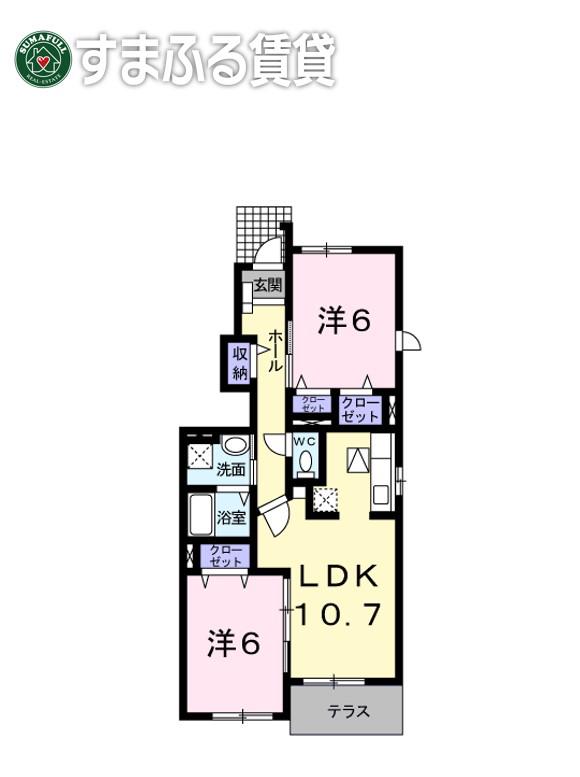 ガーデン ハウス 緑丘C(2LDK/1階)の間取り写真