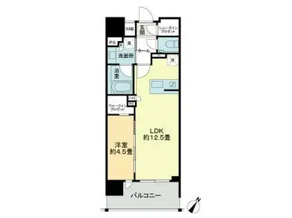 デュオヒルズ那覇壺屋(1LDK/2階)の間取り写真