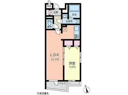 エムクォート三軒茶屋(1LDK/1階)の間取り写真