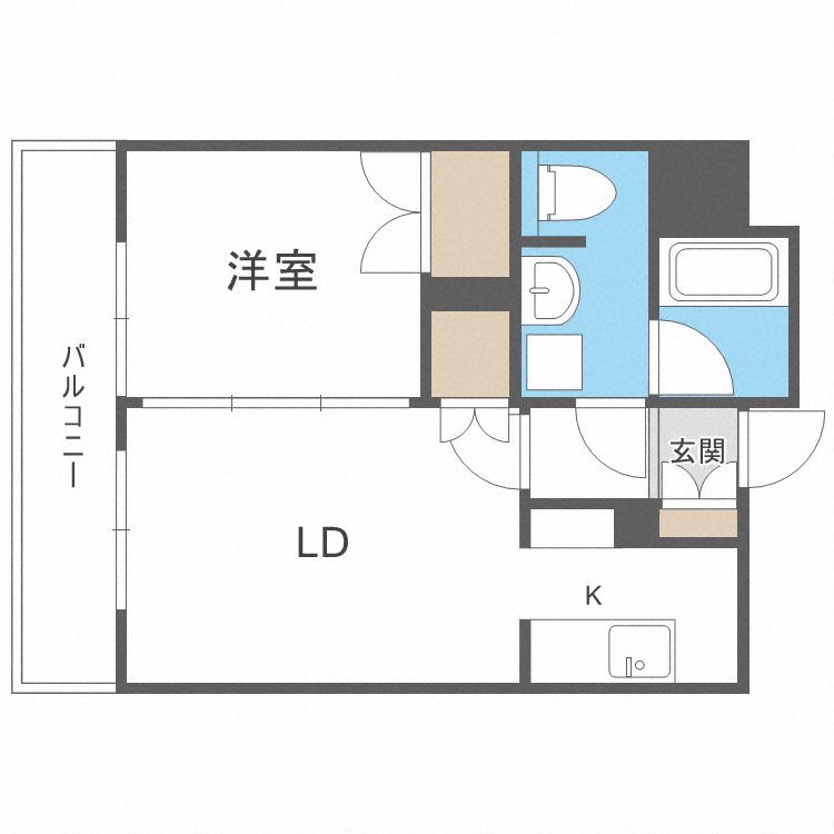 ラフィネタワー札幌南3条(1LDK/2階)の間取り写真