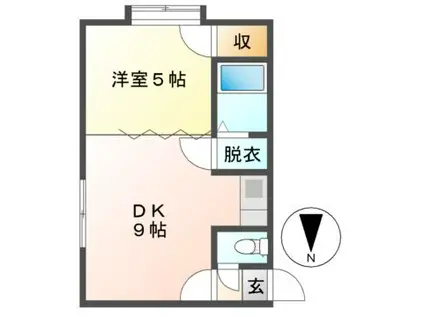 ＪＲ室蘭本線 鷲別駅 徒歩15分 2階建 築26年(1DK/2階)の間取り写真