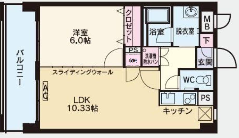 グランシャリオ住吉(1LDK/2階)の間取り写真