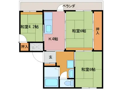 竹村マンション(3K/2階)の間取り写真