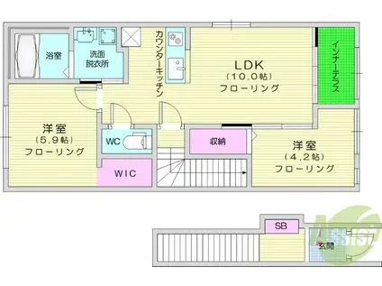パデシオンⅢ(2LDK/2階)の間取り写真