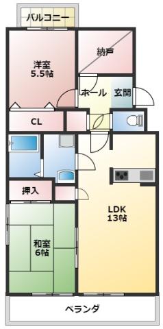 グランドール領家(2SLDK/1階)の間取り写真