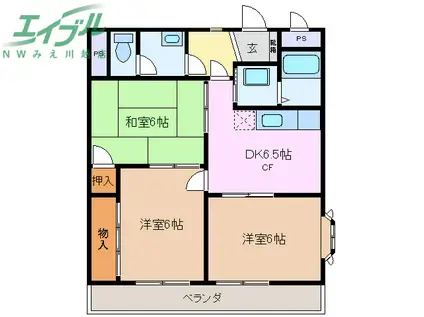 リンピアあさけ(3DK/3階)の間取り写真