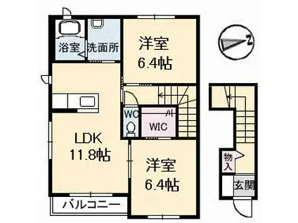 スカイメゾン12番館(2LDK/2階)の間取り写真