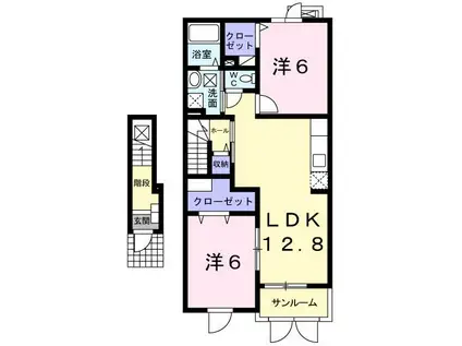 ビリーブB(2LDK/2階)の間取り写真