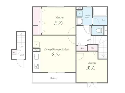 マグノリア(1SLDK/2階)の間取り写真