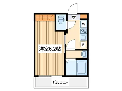 アザーレ・パッシオ中央林間(1K/2階)の間取り写真