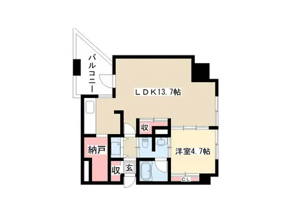 YZ MAHOROBA(1LDK/11階)の間取り写真