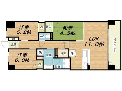 大阪ベイレジデンス(2SLDK/8階)の間取り写真