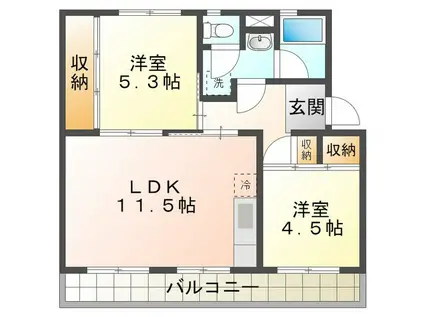 ビレッジハウス笹川109号棟(2LDK/4階)の間取り写真
