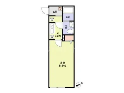 L.E.HILLS(1K/2階)の間取り写真