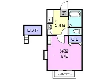 エトワル(1DK/2階)の間取り写真