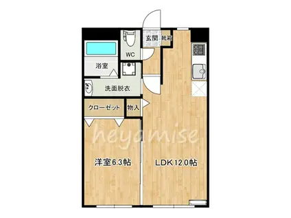 長嶺南1LDKマンション(1LDK/3階)の間取り写真