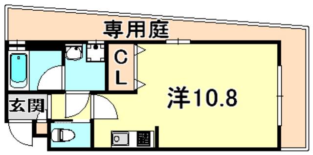 ワコーレヴィアーノ須磨寺町(1K/1階)の間取り写真