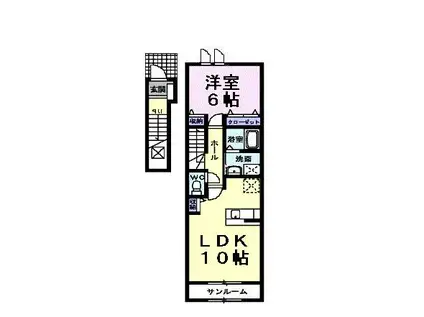 ベルソレイユ(1LDK/2階)の間取り写真