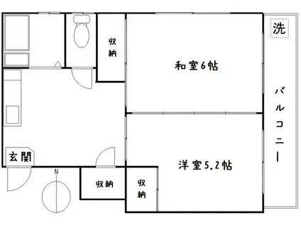マンショントライポート(2K/2階)の間取り写真