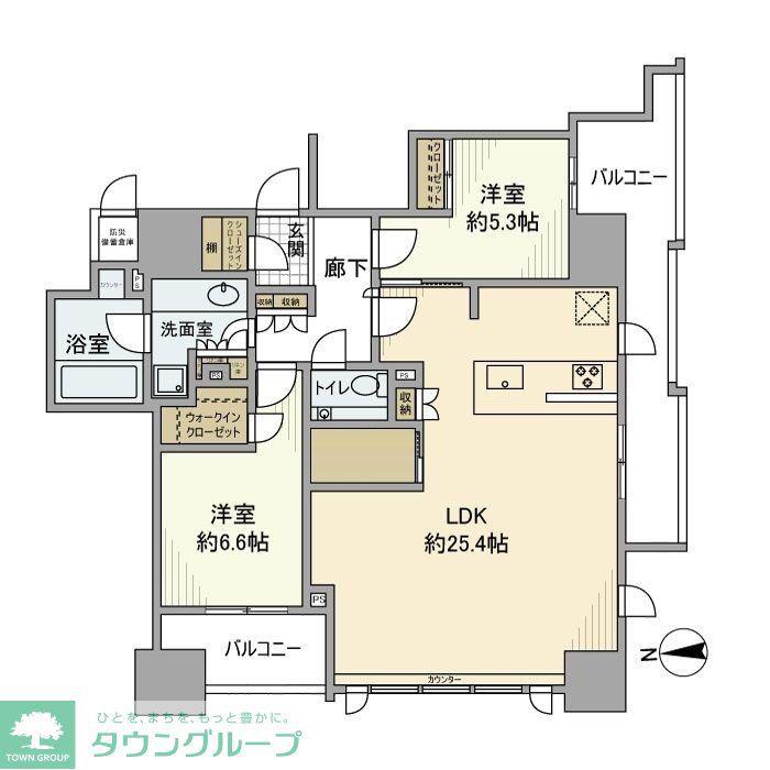 クラッシィハウス大手町ザ・スイート(2LDK/12階)の間取り写真