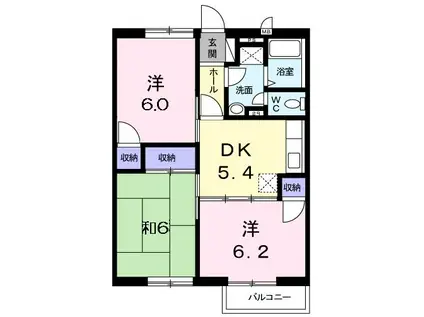 フローラルYM(3DK/2階)の間取り写真
