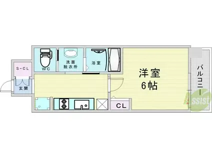 エステムコート梅田茶屋町IIIネクスタ(1K/7階)の間取り写真