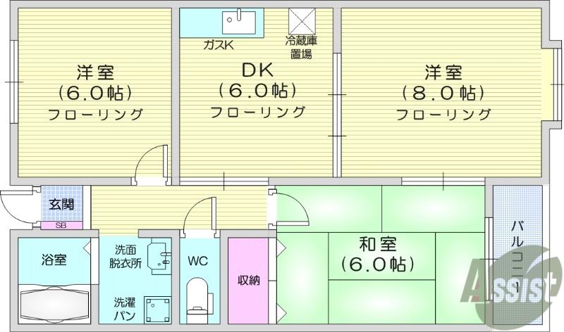 コンフォード3(3DK/2階)の間取り写真