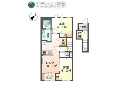 ジェミニA(2LDK/2階)の間取り写真