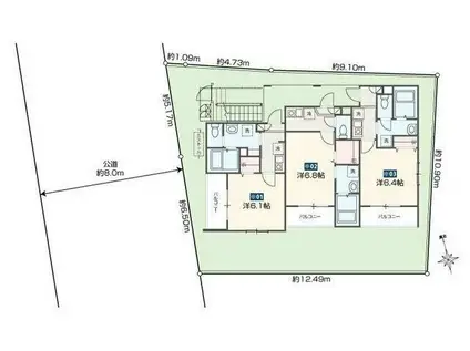 FOREST PARK HILLS(1K/2階)の間取り写真