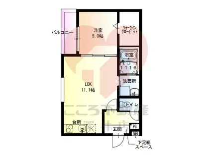フジパレス百舌鳥駅南V番館(1LDK/2階)の間取り写真