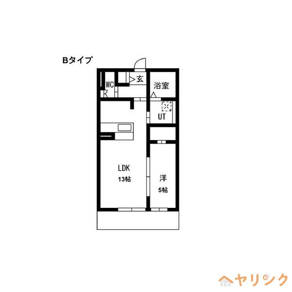 LUX御影(1LDK/2階)の間取り写真