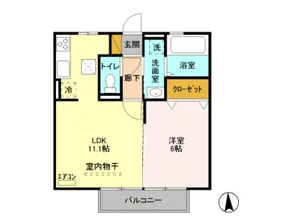 オペラハウス青柳(1LDK/1階)の間取り写真